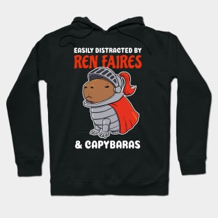 Easily Distracted by Ren Faires and Capybaras Cartoon Hoodie